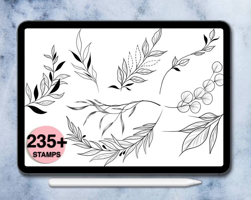 235 leaves procreate stamps | digital floral brush | botanical stamps | Stamp
